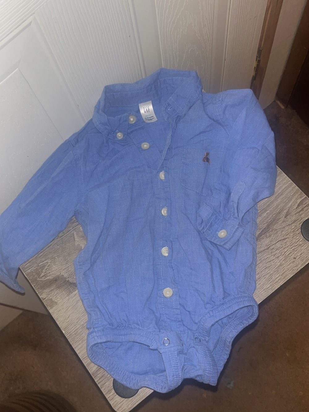 Ralph Lauren Light Blue Long-Sleeve Button Bodysuit